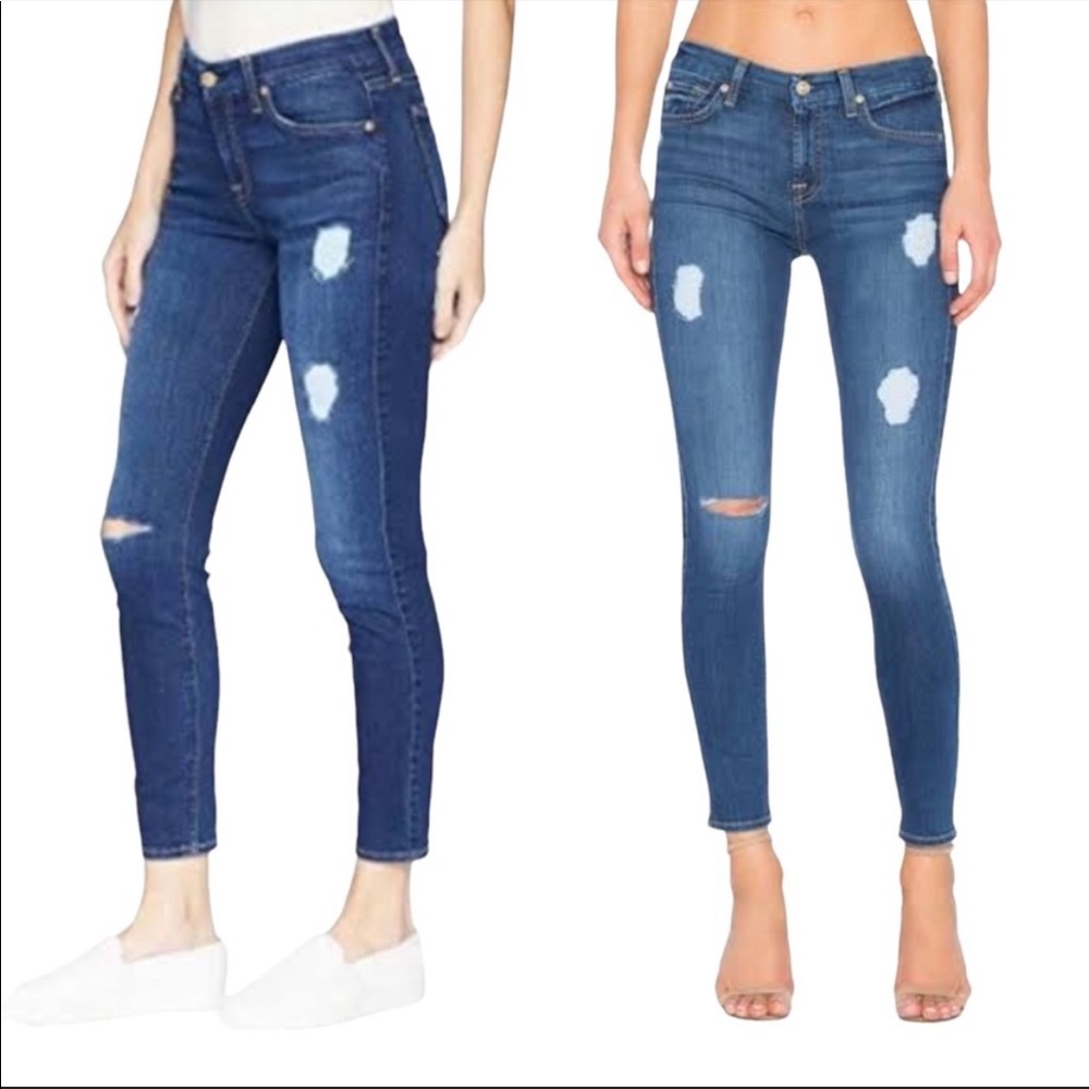 7 For All Mankind Women's (B)Air The Ankle Skinny With Destroy Duchess Cropped